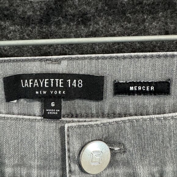 Lafayette 148 Pants Womens 6 Gray Mercer Slim Straight Stretch Denim Jeans - Picture 3 of 10